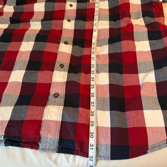 Carhartt Mens Size 2XL XXL Relaxed Fit Red Plaid Short Sleeve Button Up Shirt - Picture 8 of 8